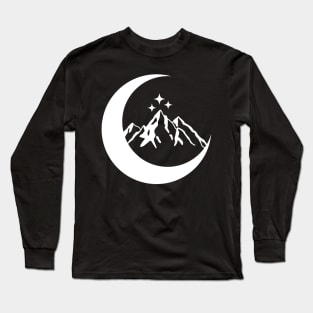 Crescent Moon White Long Sleeve T-Shirt